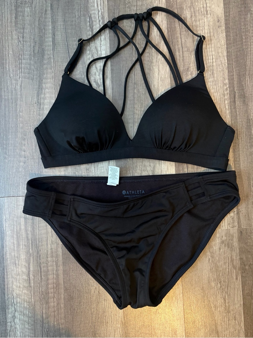 Strappy Sexy 2 Pc Bikini Swimsuit Womens size xs Black